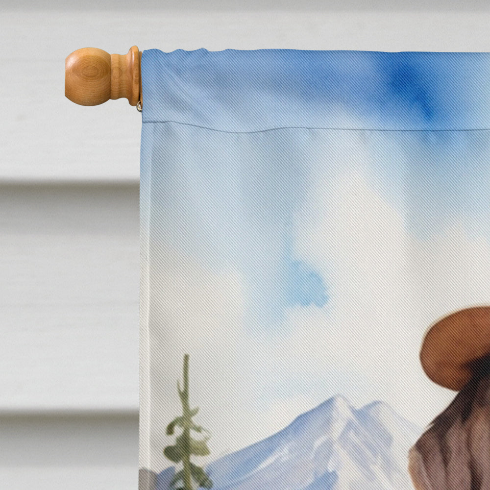 German Wirehaired Pointer Cowboy Welcome House Flag 28x40 Porch Sleeve Pole Decorative Outside Yard Banner Artwork Wall Hanging, Polyester