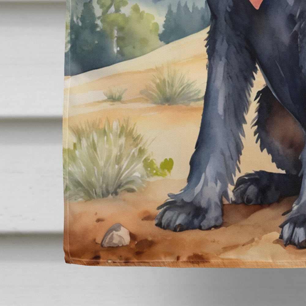 Giant Schnauzer Cowboy Welcome House Flag 28x40 Porch Sleeve Pole Decorative Outside Yard Banner Artwork Wall Hanging, Polyester