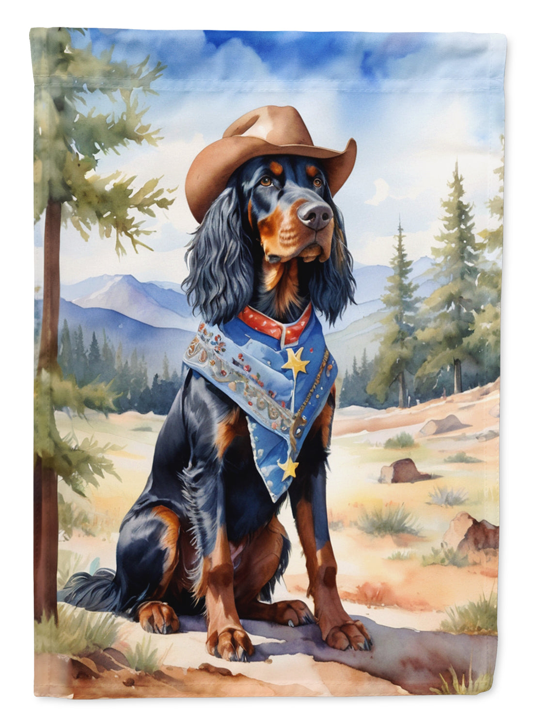 Gordon Setter Cowboy Welcome House Flag 28x40 Porch Sleeve Pole Decorative Outside Yard Banner Artwork Wall Hanging, Polyester