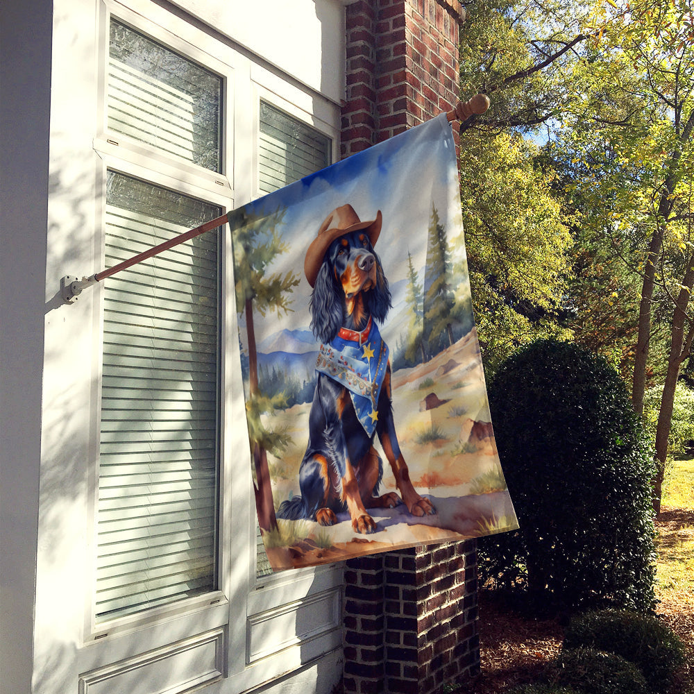 Gordon Setter Cowboy Welcome House Flag 28x40 Porch Sleeve Pole Decorative Outside Yard Banner Artwork Wall Hanging, Polyester