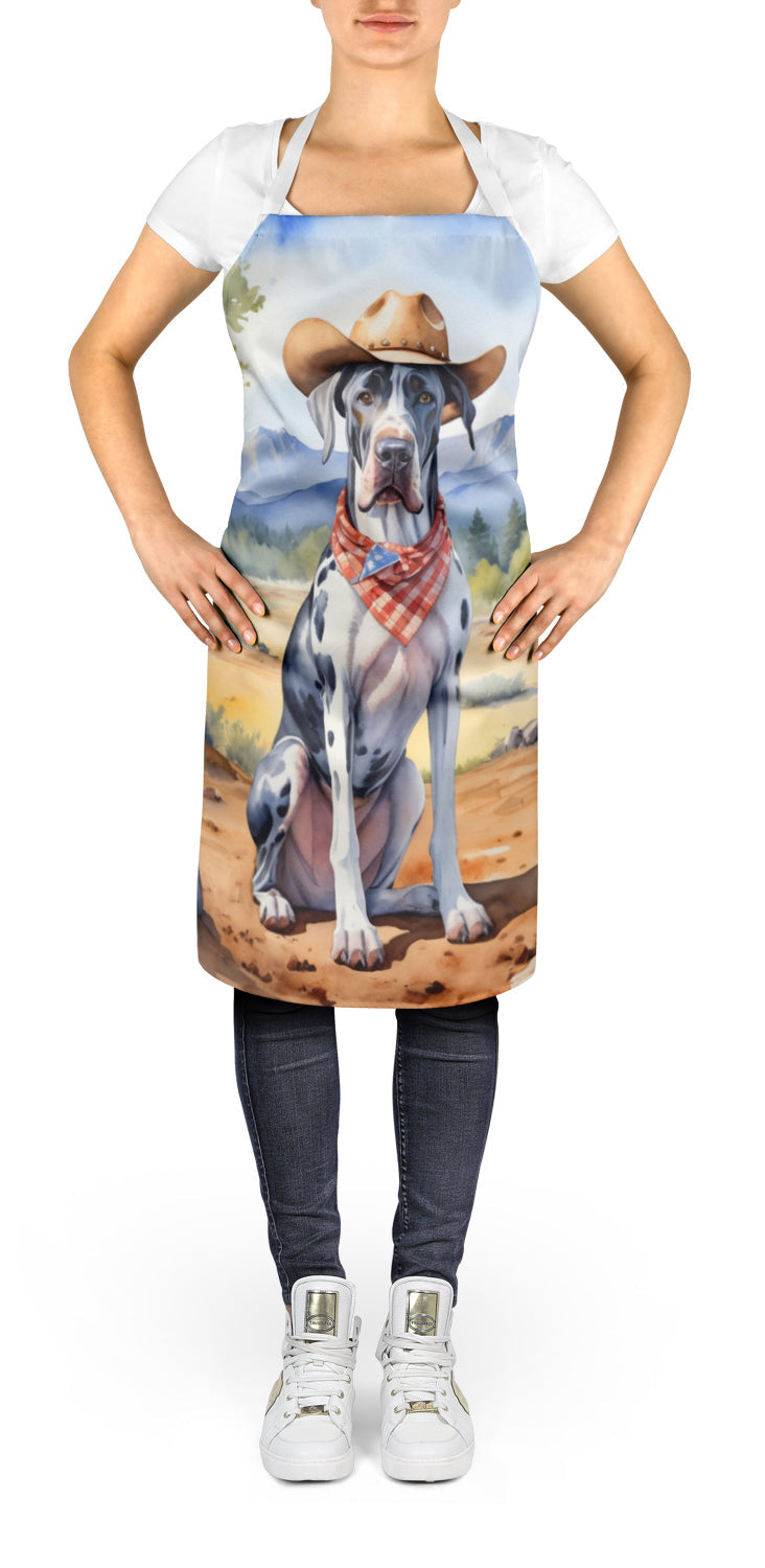 Great Dane Cowboy Welcome Apron Cooking Kitchen Server Baking Crafts Gardening for Adult Women Men, Unisex, Large, Multicolor