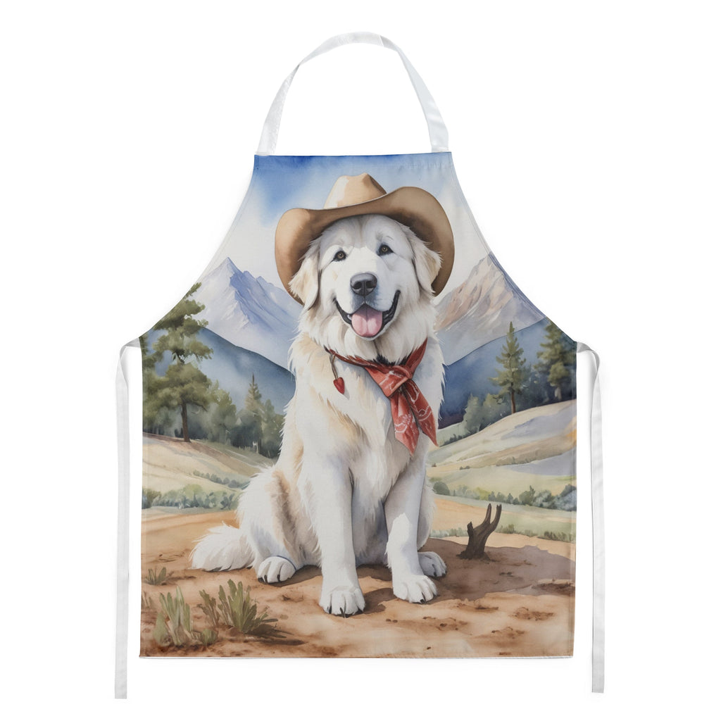 Great Pyrenees Cowboy Welcome Apron Cooking Kitchen Server Baking Crafts Gardening for Adult Women Men, Unisex, Large, Multicolor