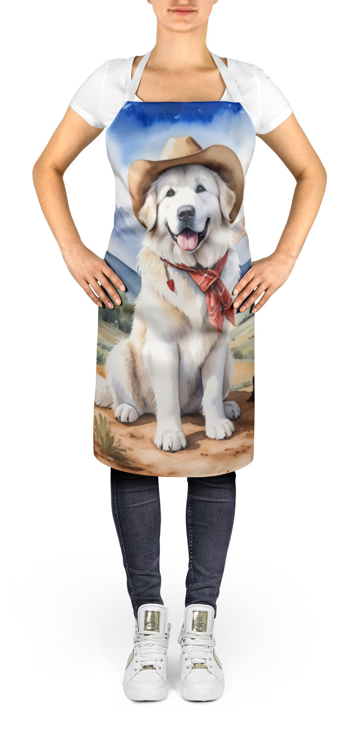 Great Pyrenees Cowboy Welcome Apron Cooking Kitchen Server Baking Crafts Gardening for Adult Women Men, Unisex, Large, Multicolor
