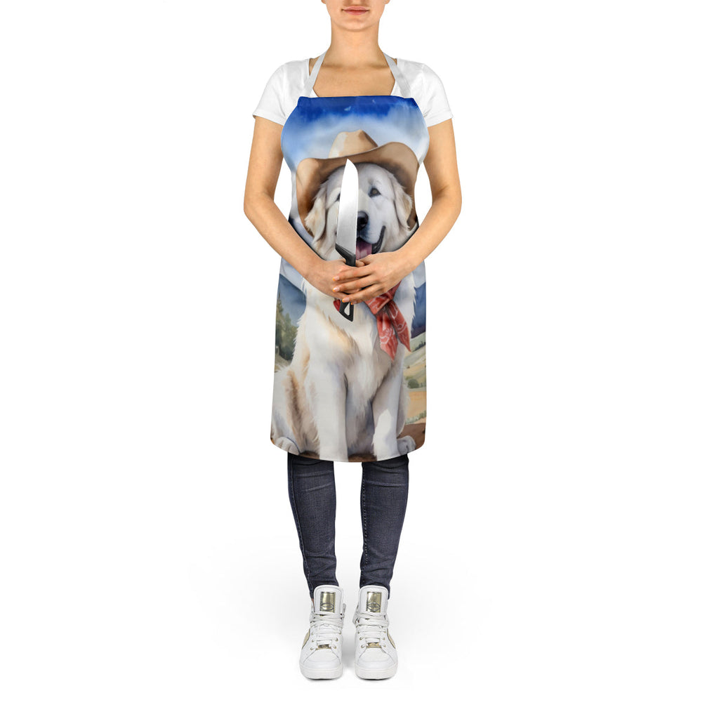 Great Pyrenees Cowboy Welcome Apron Cooking Kitchen Server Baking Crafts Gardening for Adult Women Men, Unisex, Large, Multicolor