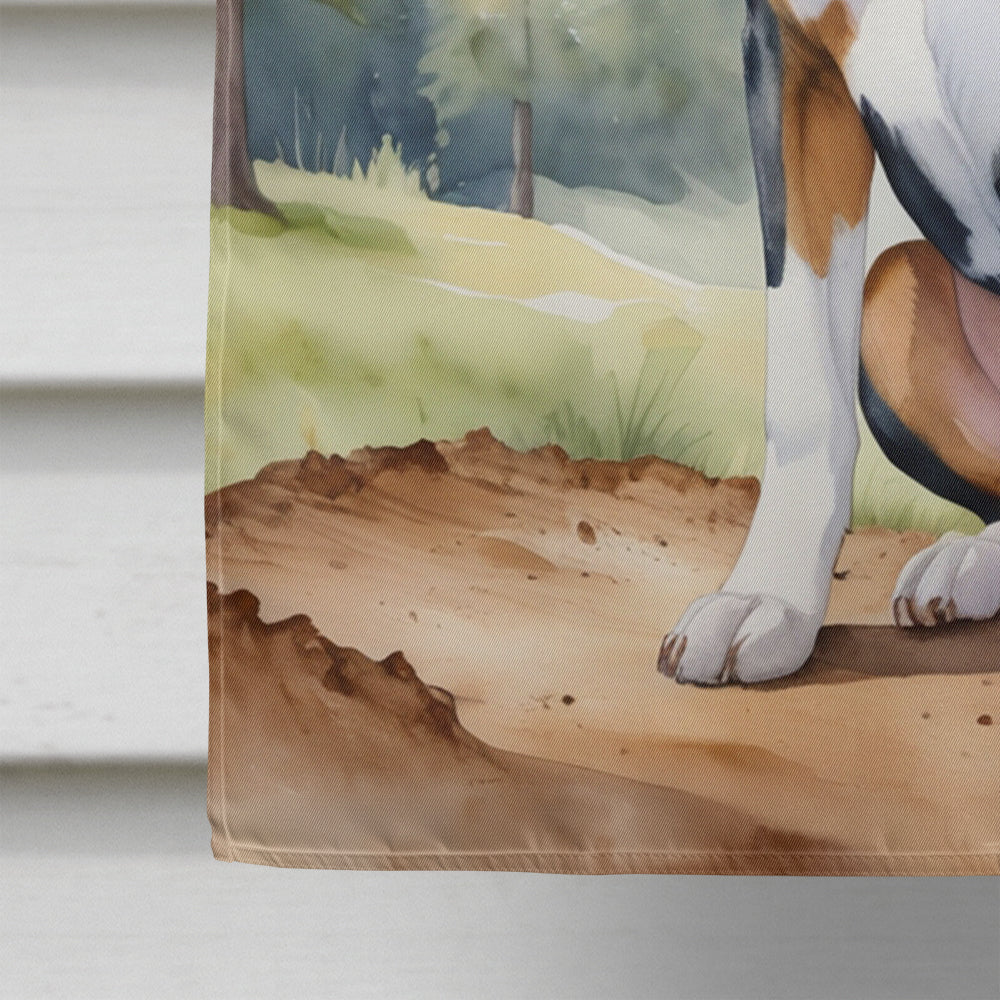 Greater Swiss Mountain Dog Cowboy Welcome House Flag 28x40 Porch Sleeve Pole Decorative Outside Yard Banner Artwork Wall Hanging, Polyester