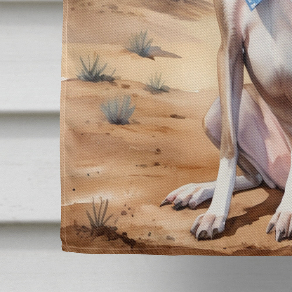 Greyhound Cowboy Welcome House Flag 28x40 Porch Sleeve Pole Decorative Outside Yard Banner Artwork Wall Hanging, Polyester