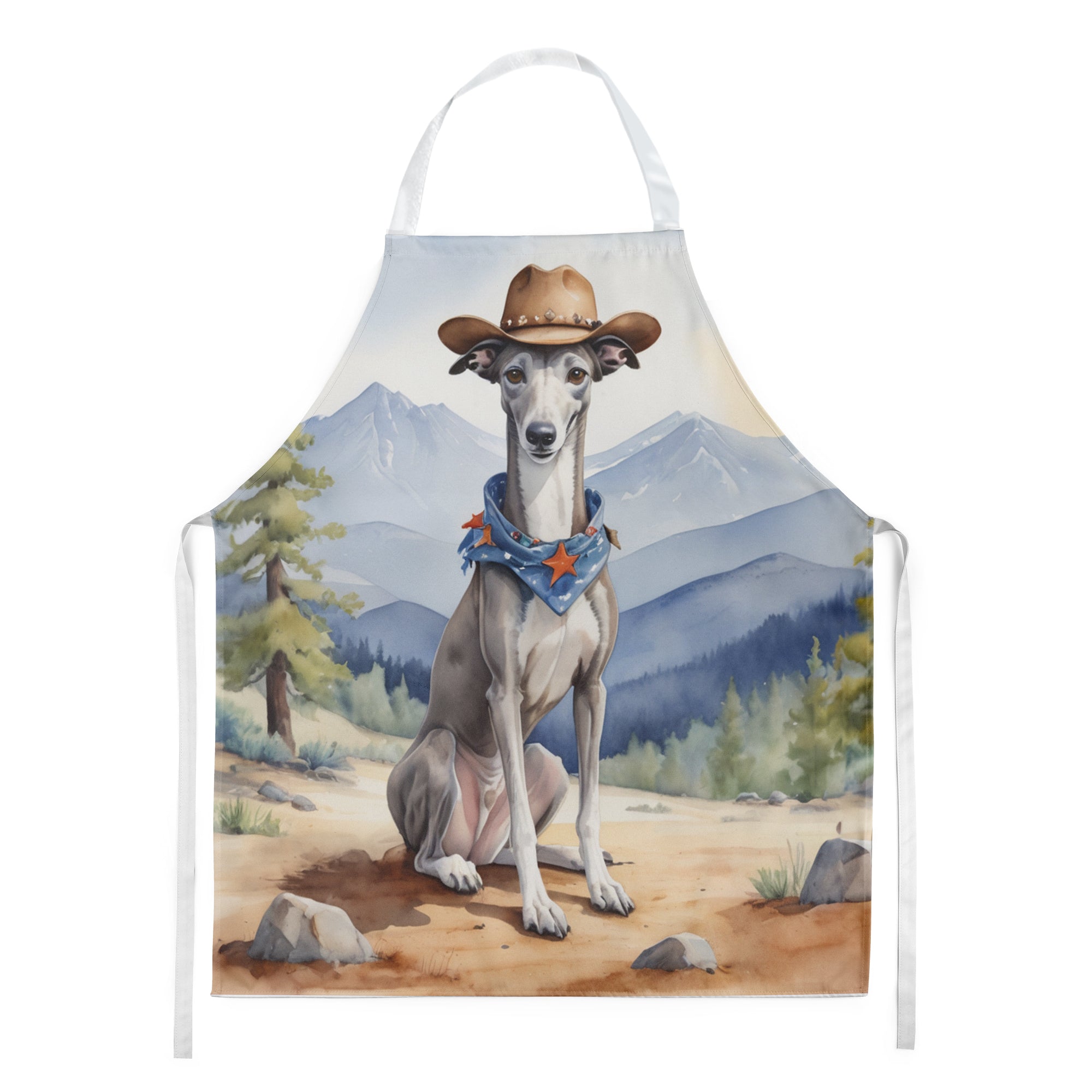 Greyhound Cowboy Welcome Apron Cooking Kitchen Server Baking Crafts Gardening for Adult Women Men, Unisex, Large, Multicolor