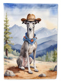 Greyhound Cowboy Welcome House Flag 28x40 Porch Sleeve Pole Decorative Outside Yard Banner Artwork Wall Hanging, Polyester