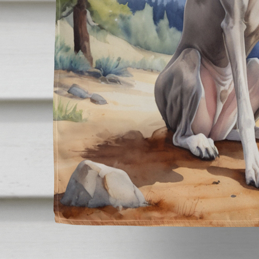 Greyhound Cowboy Welcome House Flag 28x40 Porch Sleeve Pole Decorative Outside Yard Banner Artwork Wall Hanging, Polyester