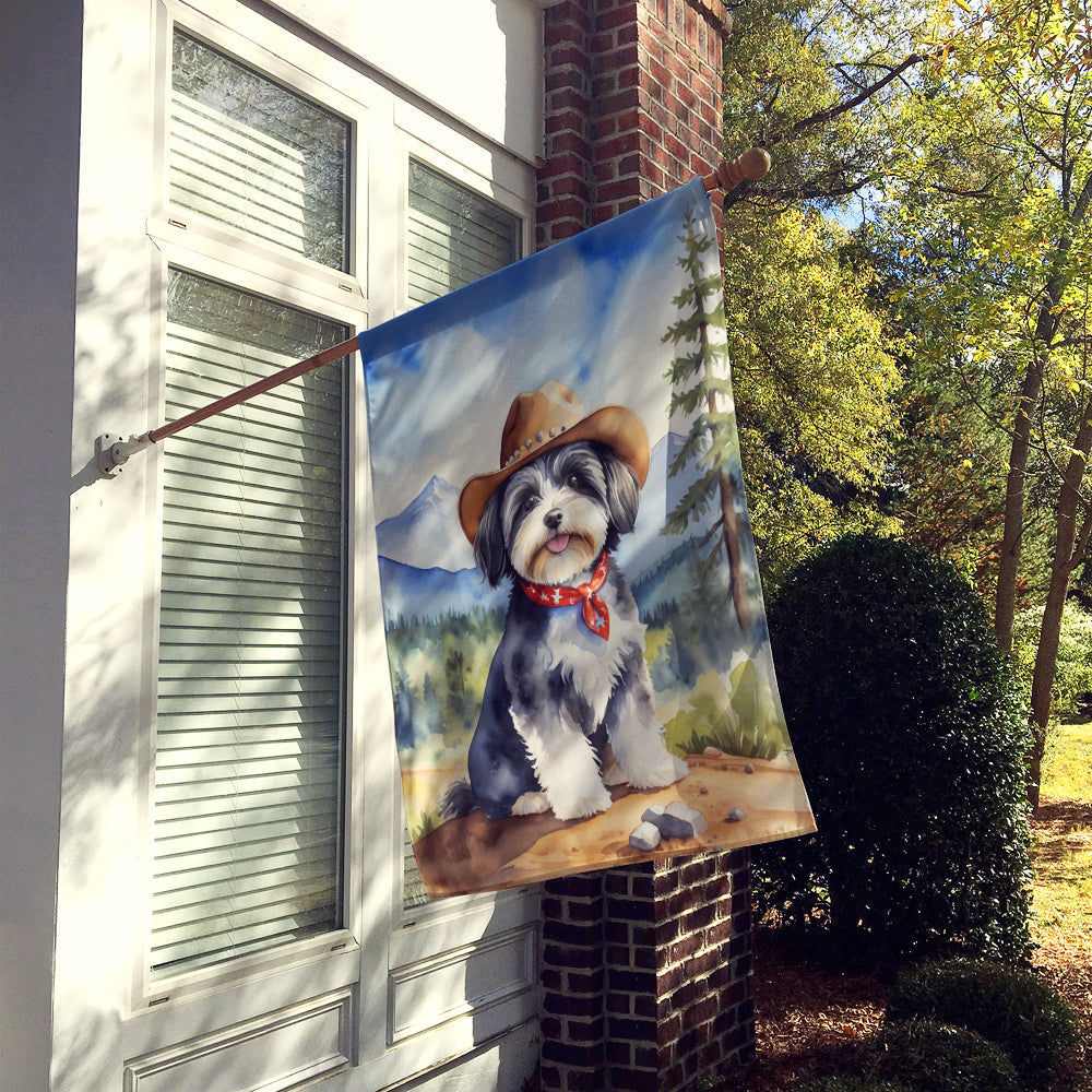 Havanese Cowboy Welcome House Flag 28x40 Porch Sleeve Pole Decorative Outside Yard Banner Artwork Wall Hanging, Polyester