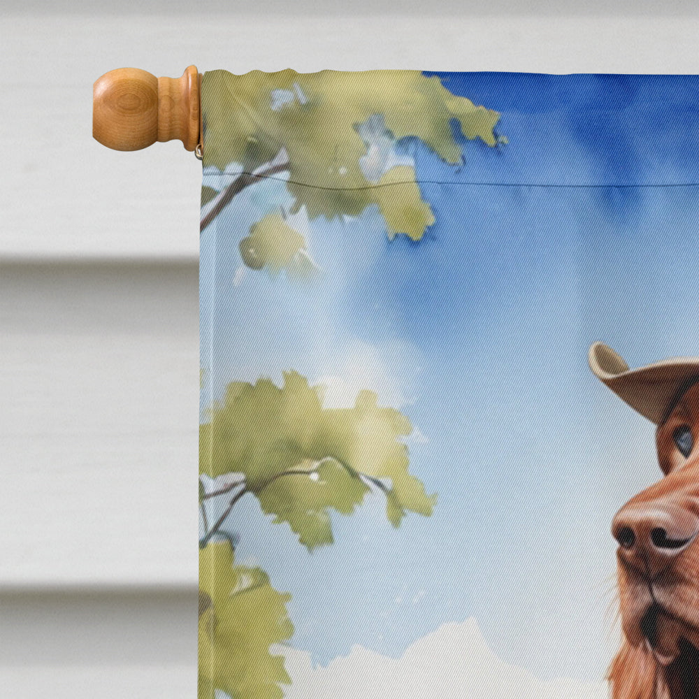 Irish Setter Cowboy Welcome House Flag 28x40 Porch Sleeve Pole Decorative Outside Yard Banner Artwork Wall Hanging, Polyester