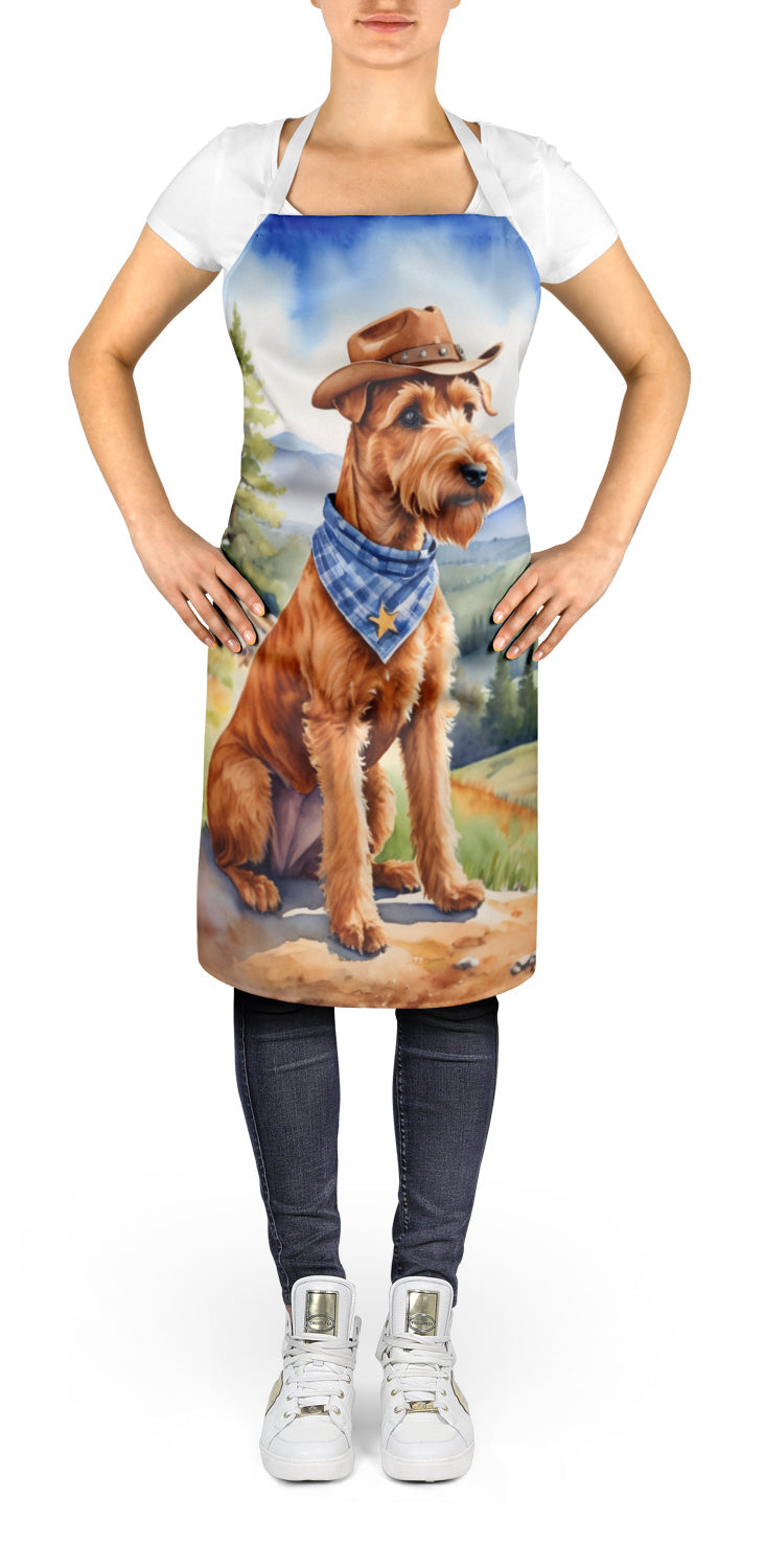 Irish Terrier Cowboy Welcome Apron Cooking Kitchen Server Baking Crafts Gardening for Adult Women Men, Unisex, Large, Multicolor