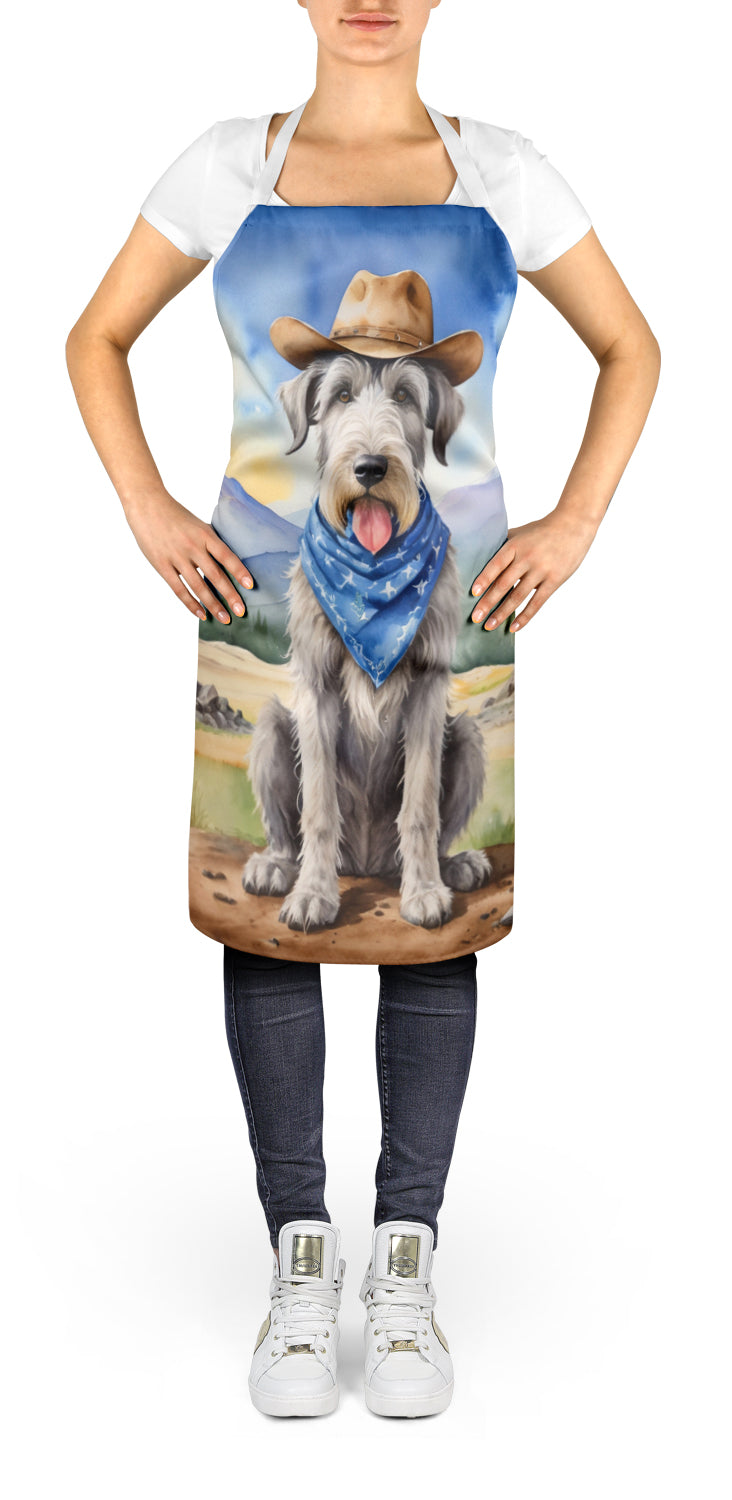 Irish Wolfhound Cowboy Welcome Apron Cooking Kitchen Server Baking Crafts Gardening for Adult Women Men, Unisex, Large, Multicolor