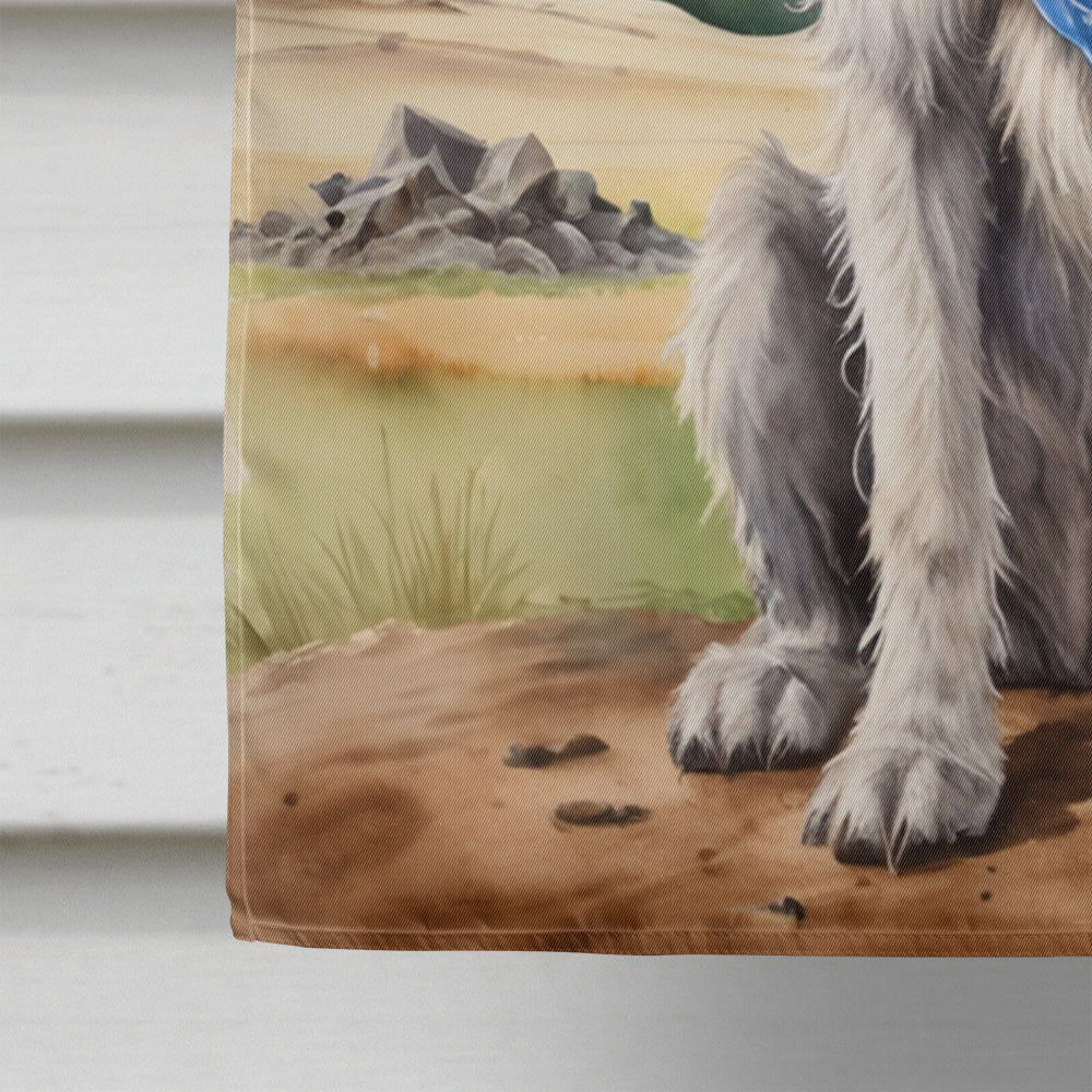 Irish Wolfhound Cowboy Welcome House Flag 28x40 Porch Sleeve Pole Decorative Outside Yard Banner Artwork Wall Hanging, Polyester