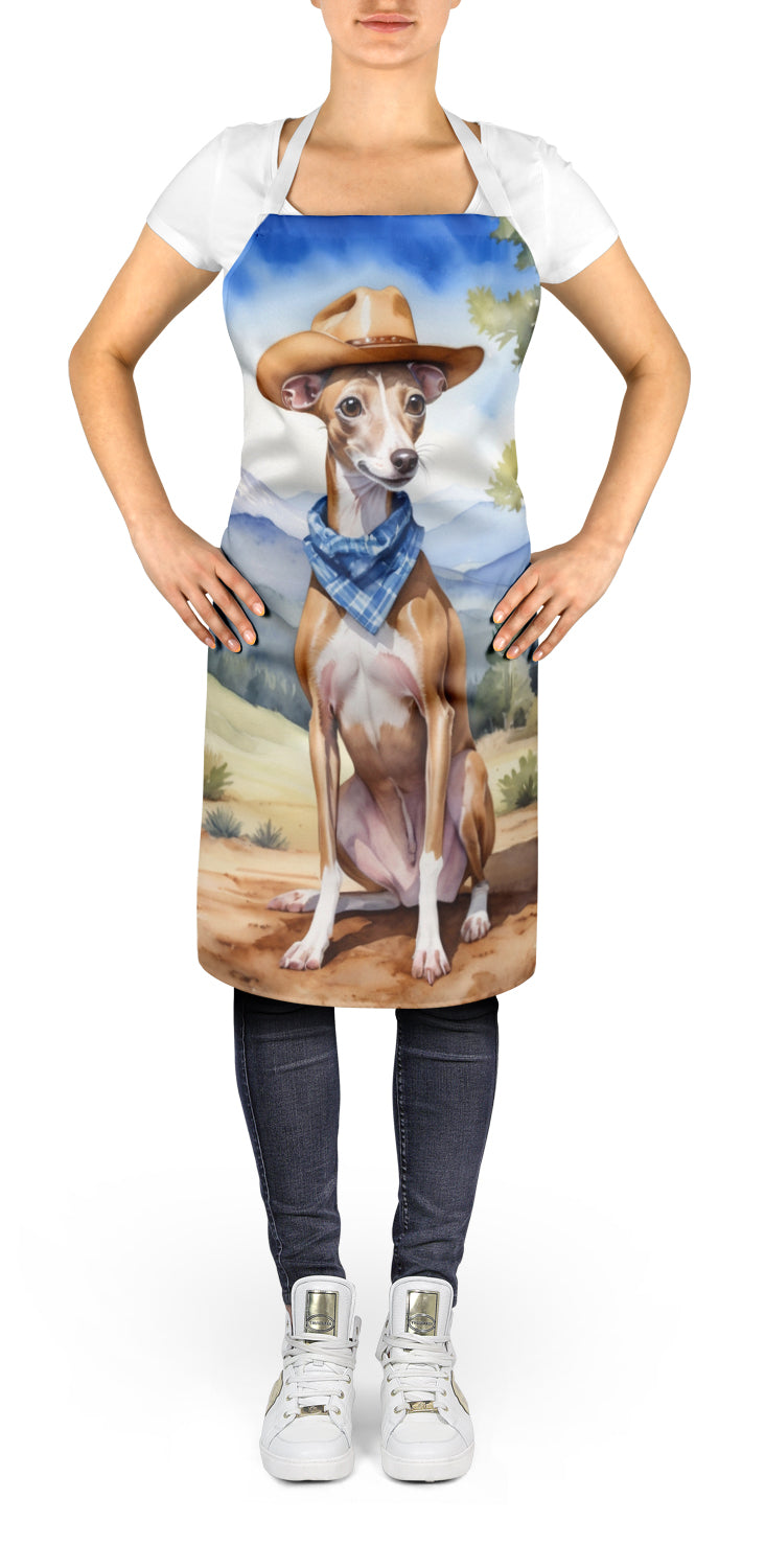 Italian Greyhound Cowboy Welcome Apron Cooking Kitchen Server Baking Crafts Gardening for Adult Women Men, Unisex, Large, Multicolor