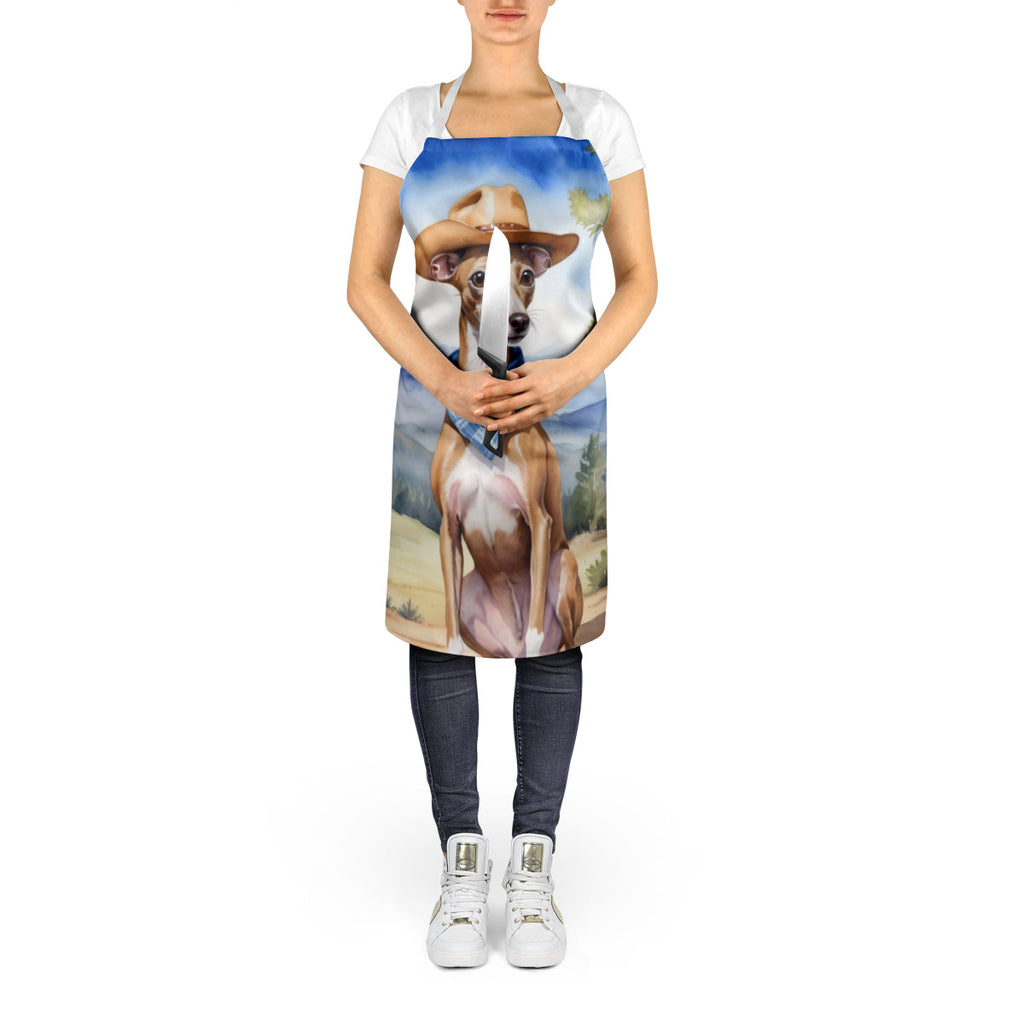 Italian Greyhound Cowboy Welcome Apron Cooking Kitchen Server Baking Crafts Gardening for Adult Women Men, Unisex, Large, Multicolor