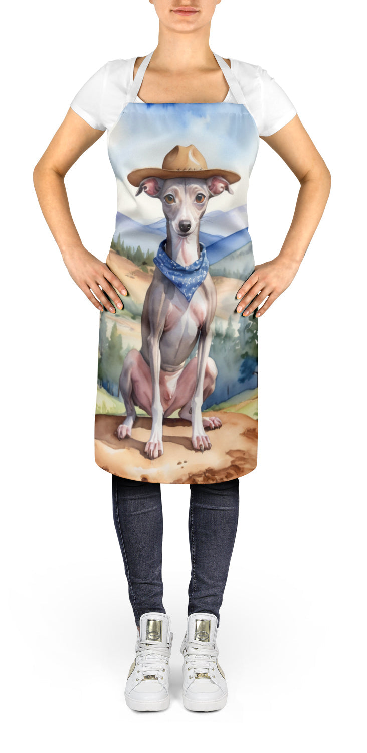 Italian Greyhound Cowboy Welcome Apron Cooking Kitchen Server Baking Crafts Gardening for Adult Women Men, Unisex, Large, Multicolor