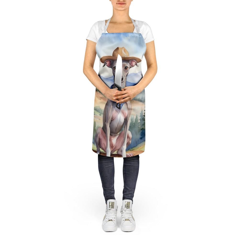 Italian Greyhound Cowboy Welcome Apron Cooking Kitchen Server Baking Crafts Gardening for Adult Women Men, Unisex, Large, Multicolor