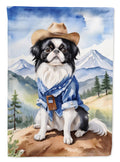 Japanese Chin Cowboy Welcome House Flag 28x40 Porch Sleeve Pole Decorative Outside Yard Banner Artwork Wall Hanging, Polyester