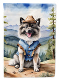 Keeshond Cowboy Welcome House Flag 28x40 Porch Sleeve Pole Decorative Outside Yard Banner Artwork Wall Hanging, Polyester