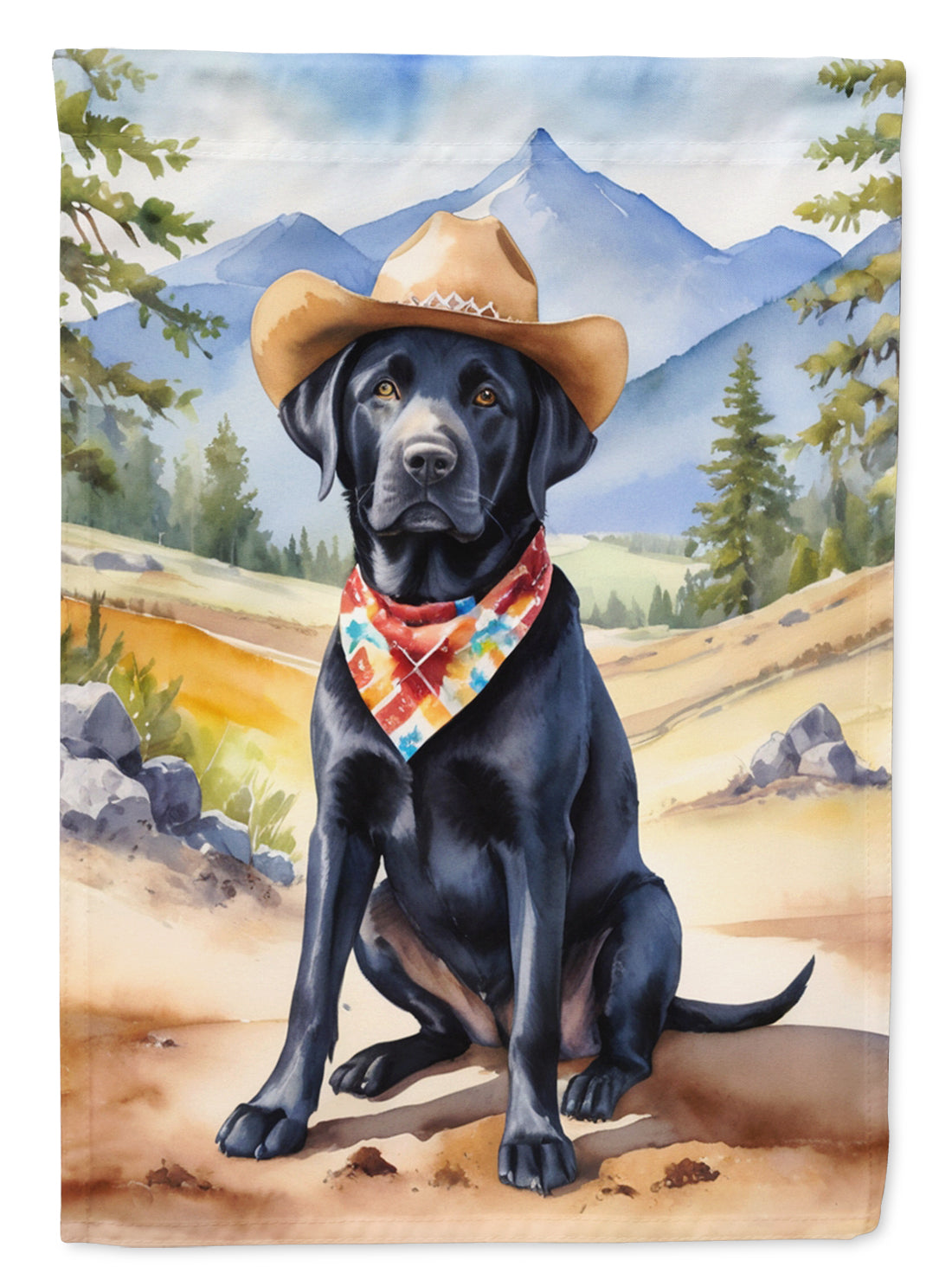 Labrador Retriever Cowboy Welcome House Flag 28x40 Porch Sleeve Pole Decorative Outside Yard Banner Artwork Wall Hanging, Polyester