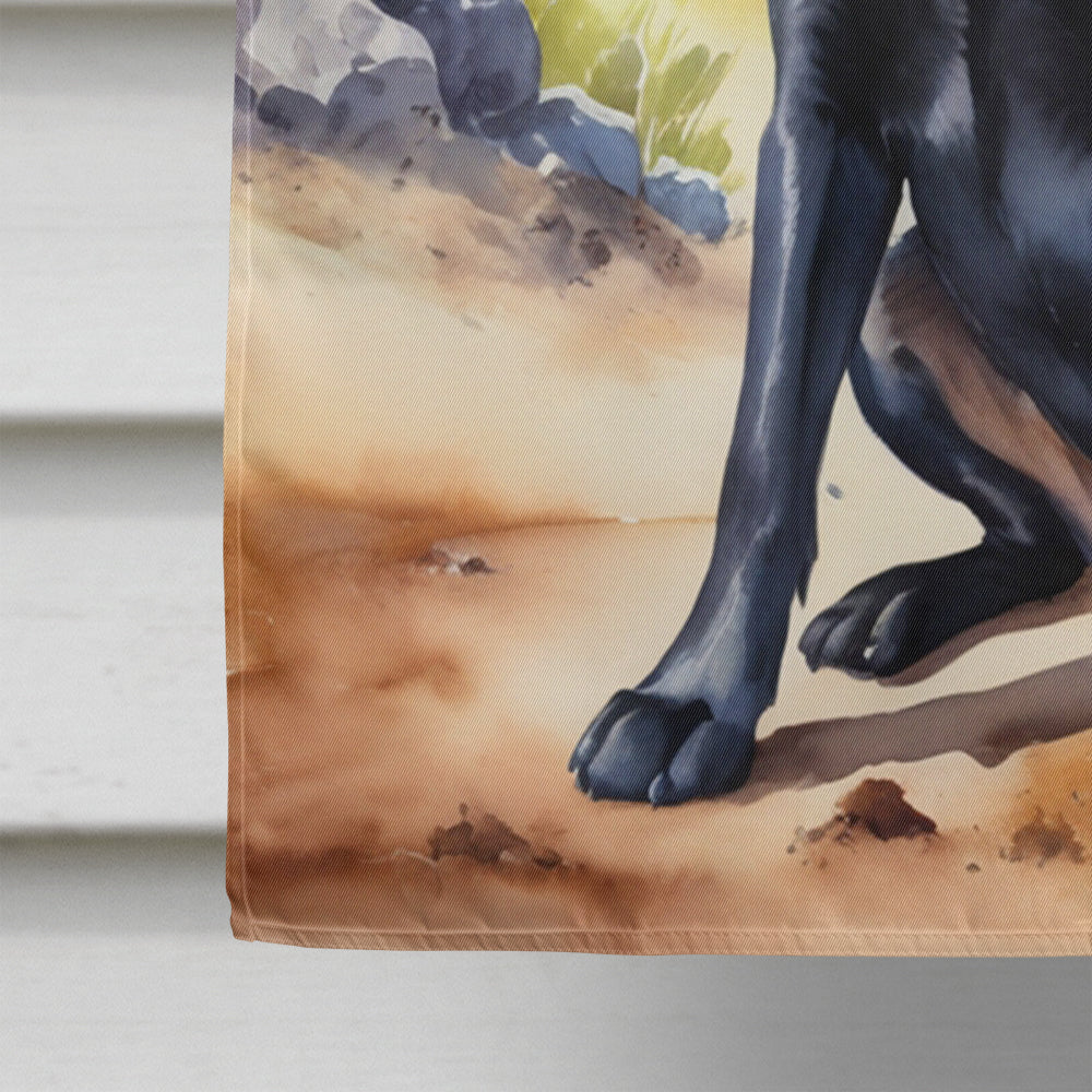Labrador Retriever Cowboy Welcome House Flag 28x40 Porch Sleeve Pole Decorative Outside Yard Banner Artwork Wall Hanging, Polyester