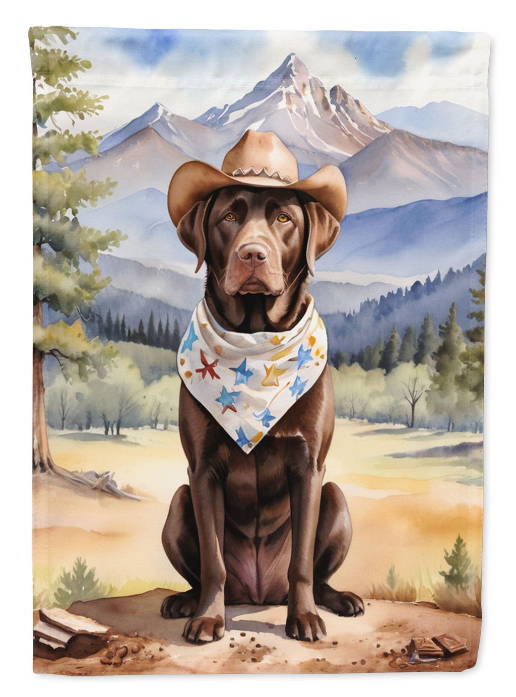Labrador Retriever Cowboy Welcome House Flag 28x40 Porch Sleeve Pole Decorative Outside Yard Banner Artwork Wall Hanging, Polyester