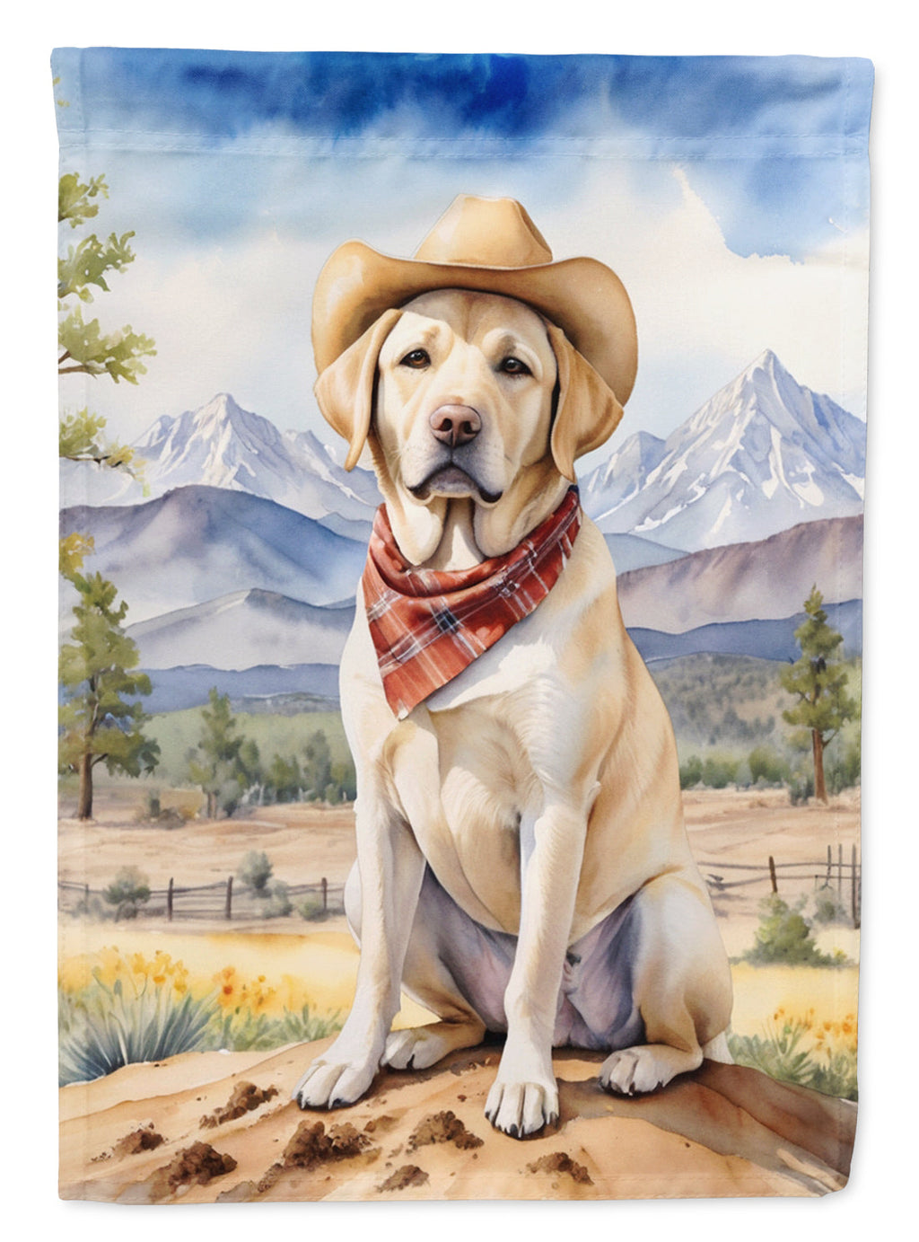 Labrador Retriever Cowboy Welcome House Flag 28x40 Porch Sleeve Pole Decorative Outside Yard Banner Artwork Wall Hanging, Polyester