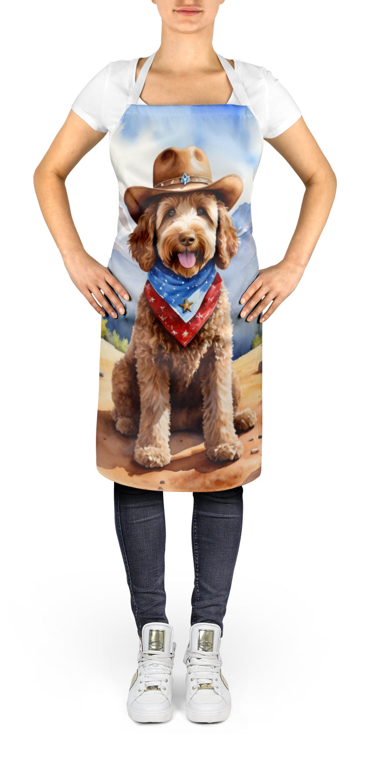 Labradoodle Cowboy Welcome Apron Cooking Kitchen Server Baking Crafts Gardening for Adult Women Men, Unisex, Large, Multicolor