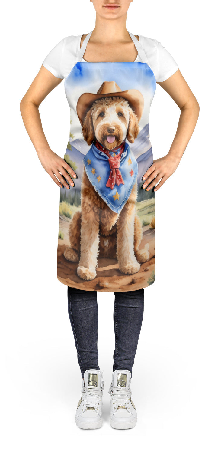 Labradoodle Cowboy Welcome Apron Cooking Kitchen Server Baking Crafts Gardening for Adult Women Men, Unisex, Large, Multicolor
