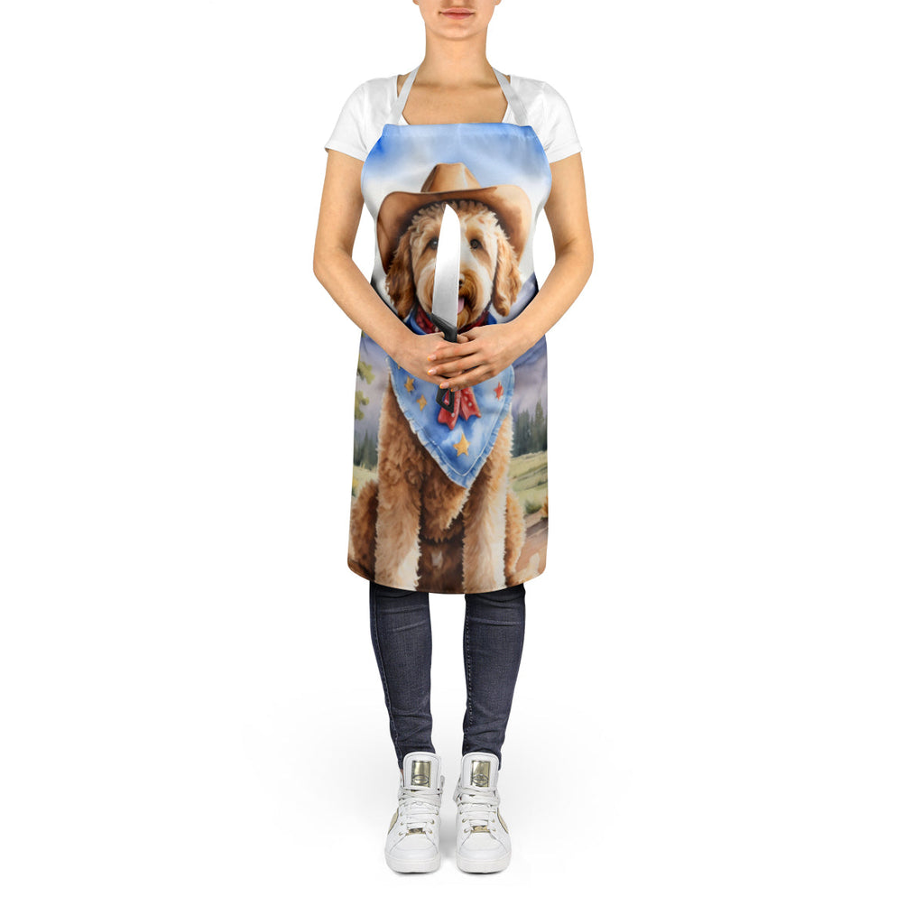 Labradoodle Cowboy Welcome Apron Cooking Kitchen Server Baking Crafts Gardening for Adult Women Men, Unisex, Large, Multicolor