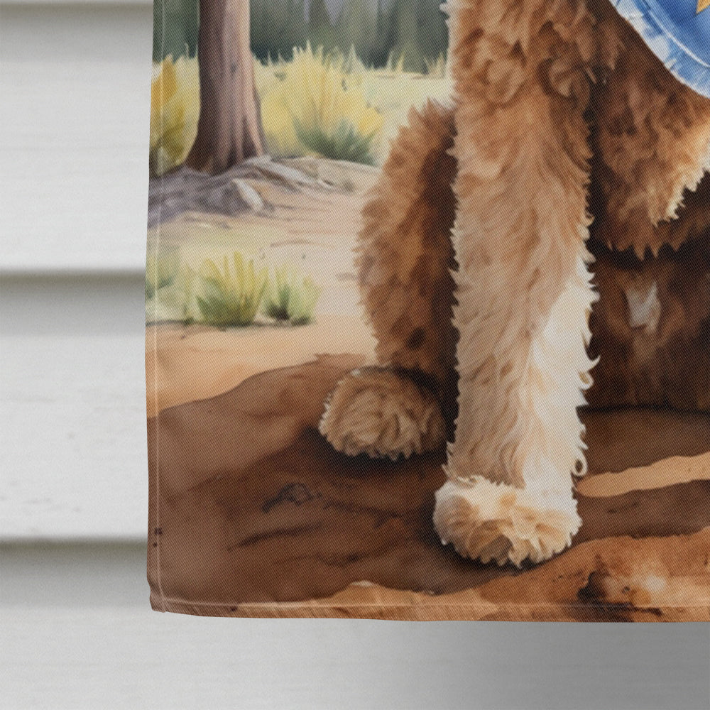 Labradoodle Cowboy Welcome House Flag 28x40 Porch Sleeve Pole Decorative Outside Yard Banner Artwork Wall Hanging, Polyester