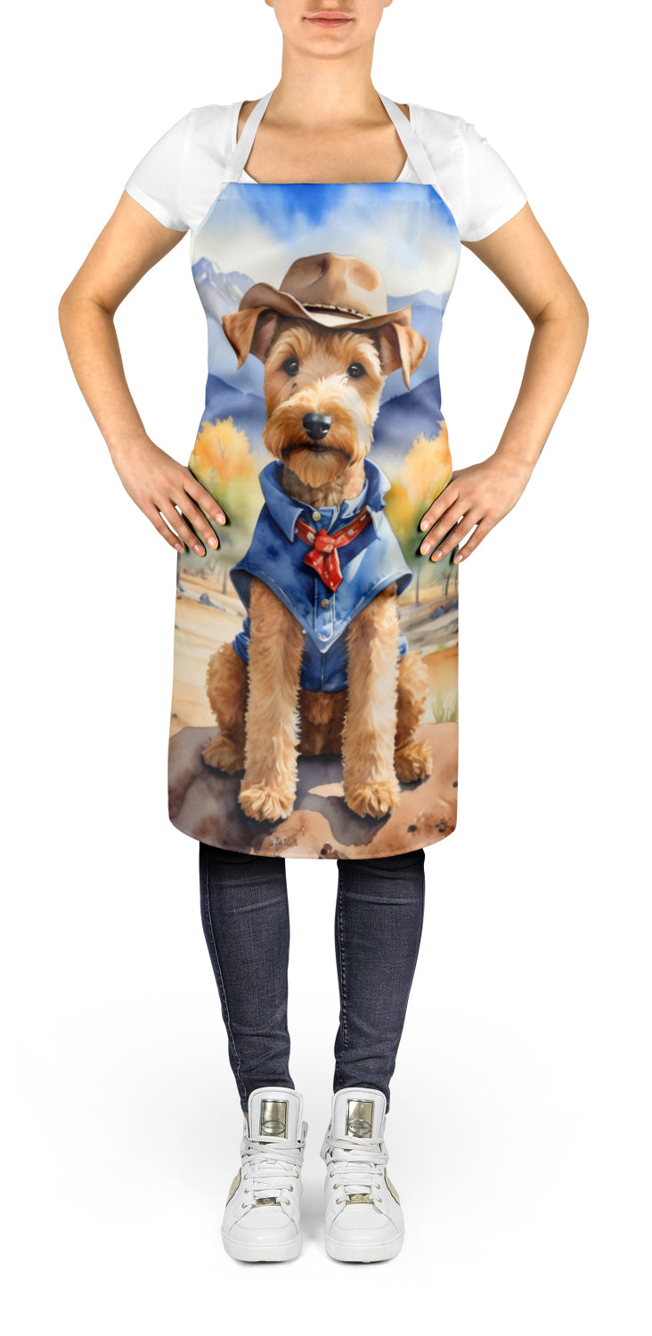Lakeland Terrier Cowboy Welcome Apron Cooking Kitchen Server Baking Crafts Gardening for Adult Women Men, Unisex, Large, Multicolor