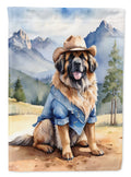 Leonberger Cowboy Welcome House Flag 28x40 Porch Sleeve Pole Decorative Outside Yard Banner Artwork Wall Hanging, Polyester