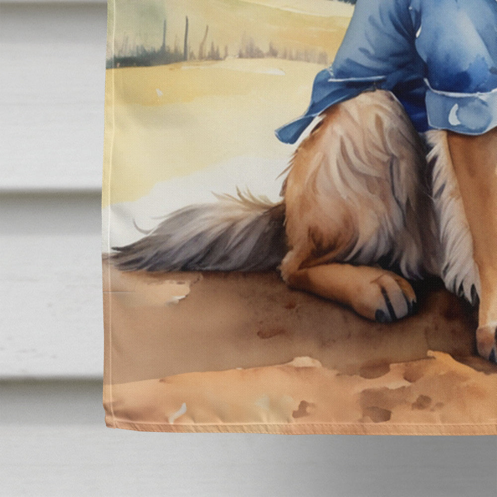 Leonberger Cowboy Welcome House Flag 28x40 Porch Sleeve Pole Decorative Outside Yard Banner Artwork Wall Hanging, Polyester