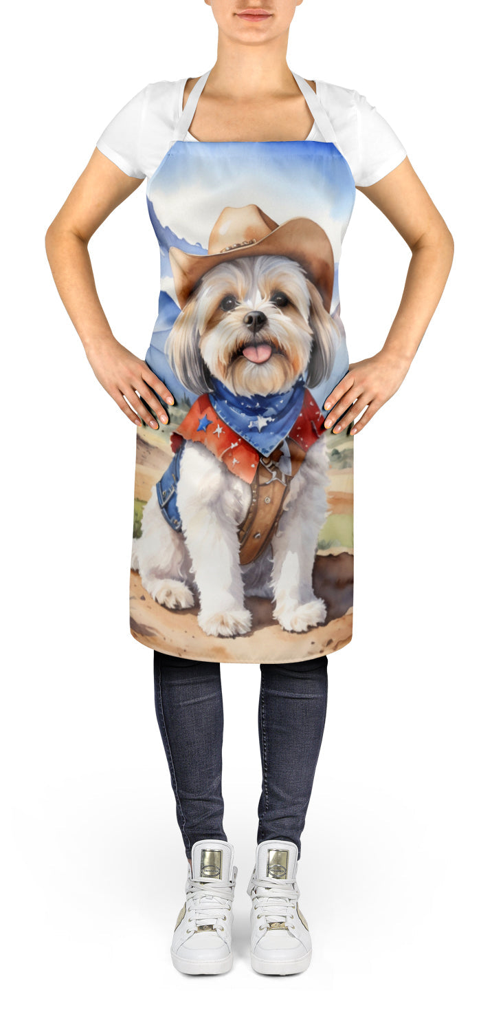 Lhasa Apso Cowboy Welcome Apron Cooking Kitchen Server Baking Crafts Gardening for Adult Women Men, Unisex, Large, Multicolor