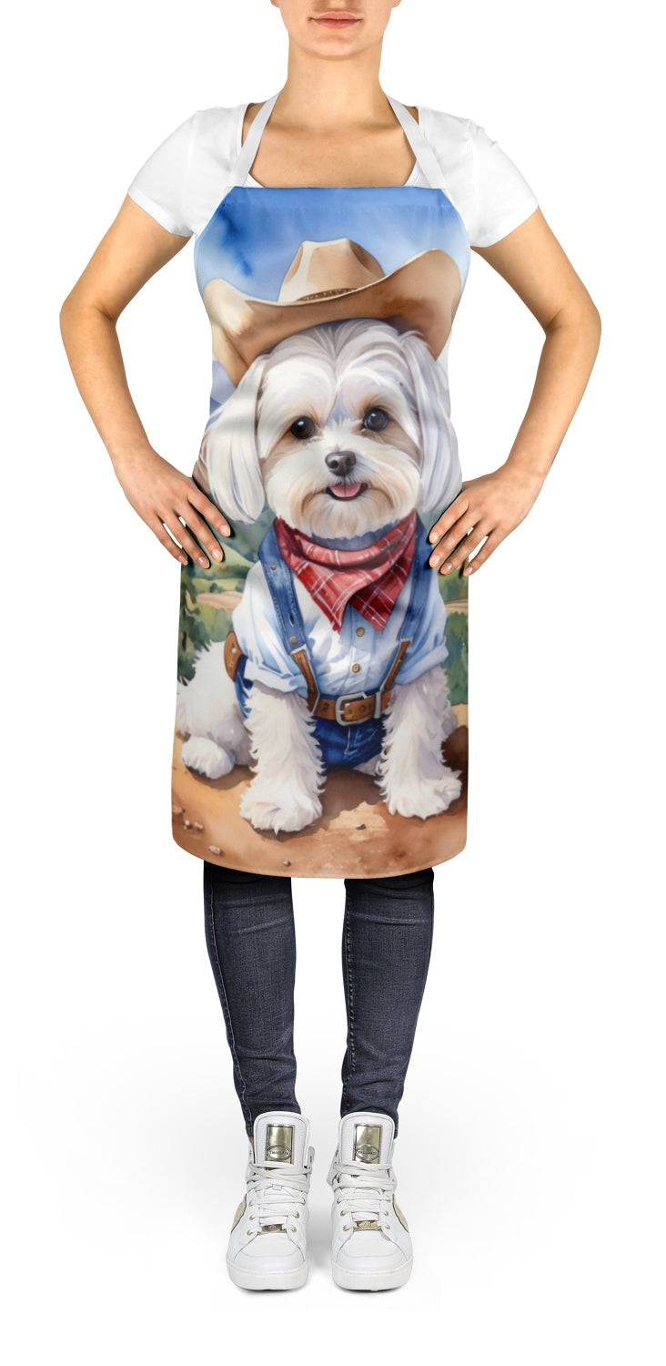 Maltese Cowboy Welcome Apron Cooking Kitchen Server Baking Crafts Gardening for Adult Women Men, Unisex, Large, Multicolor
