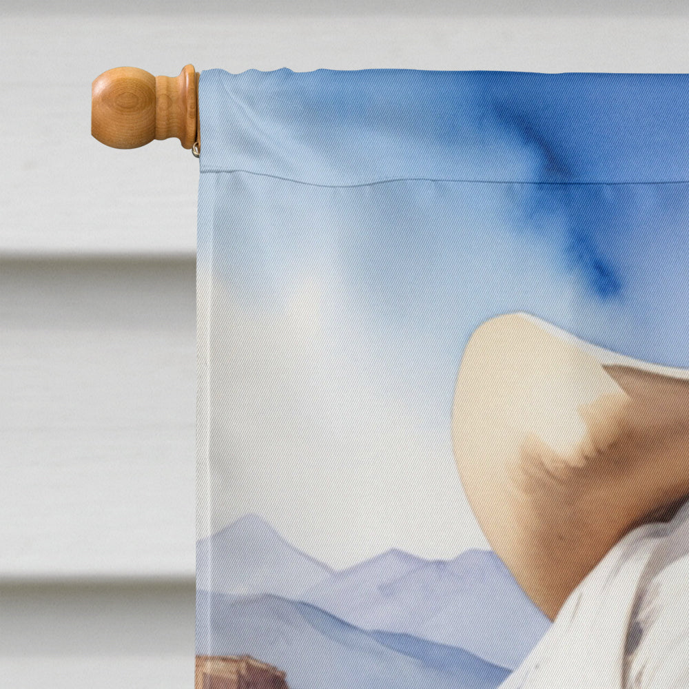 Maltese Cowboy Welcome House Flag 28x40 Porch Sleeve Pole Decorative Outside Yard Banner Artwork Wall Hanging, Polyester