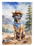 Mastiff Cowboy Welcome House Flag 28x40 Porch Sleeve Pole Decorative Outside Yard Banner Artwork Wall Hanging, Polyester