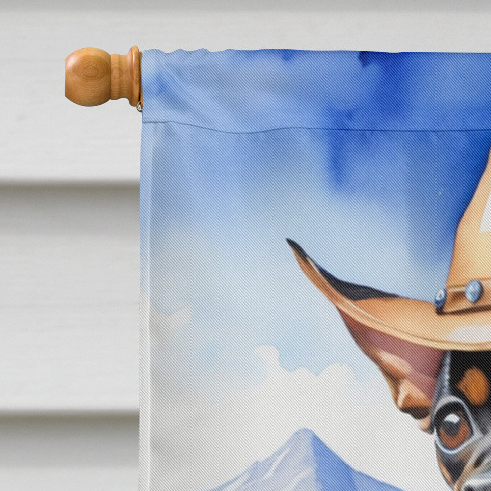 Miniature Pinscher Cowboy Welcome House Flag 28x40 Porch Sleeve Pole Decorative Outside Yard Banner Artwork Wall Hanging, Polyester