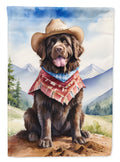 Newfoundland Cowboy Welcome House Flag 28x40 Porch Sleeve Pole Decorative Outside Yard Banner Artwork Wall Hanging, Polyester