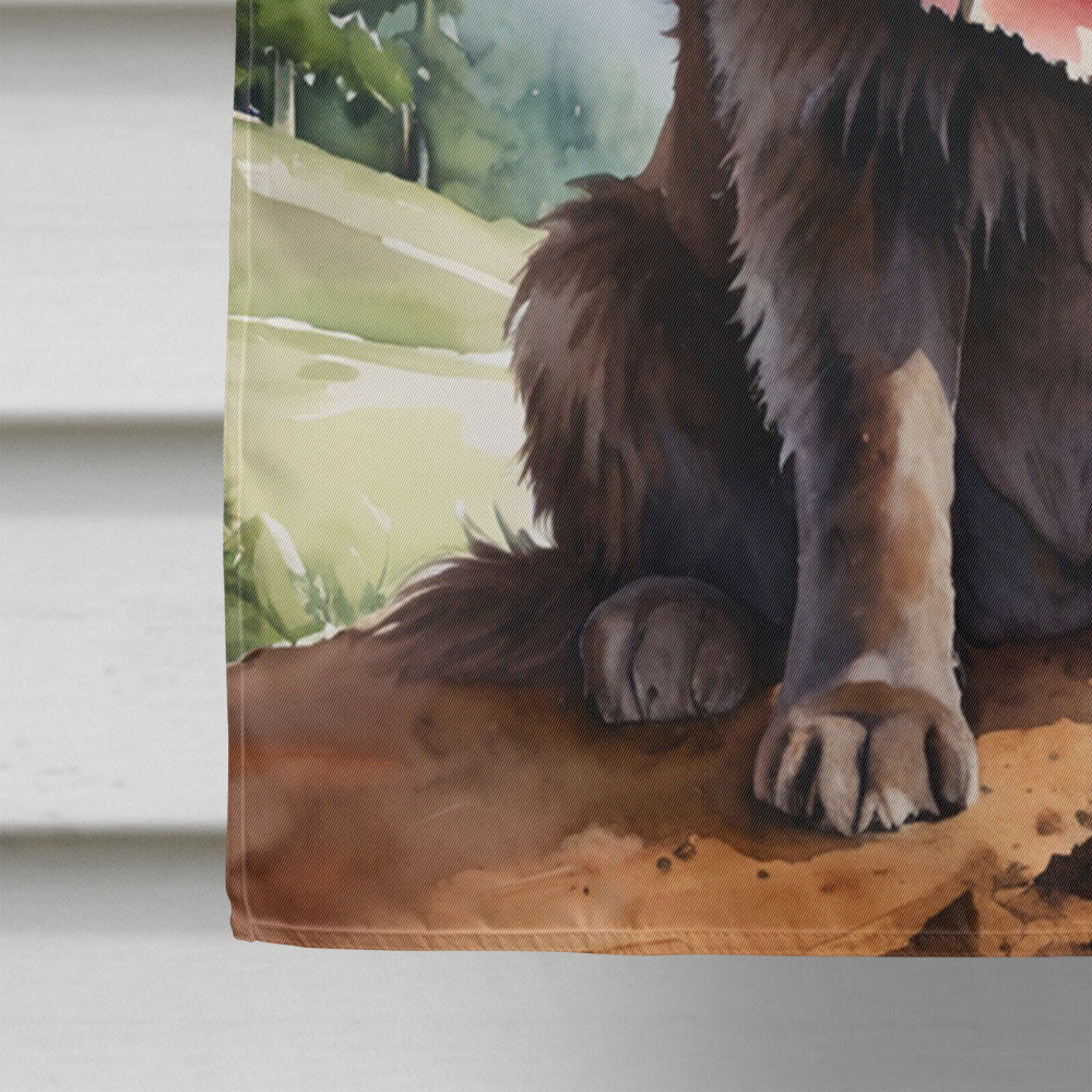 Newfoundland Cowboy Welcome House Flag 28x40 Porch Sleeve Pole Decorative Outside Yard Banner Artwork Wall Hanging, Polyester