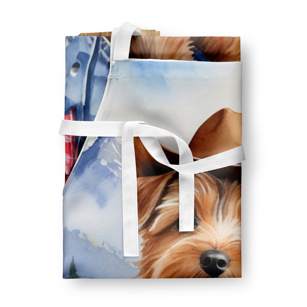 Norfolk Terrier Cowboy Welcome Apron Cooking Kitchen Server Baking Crafts Gardening for Adult Women Men, Unisex, Large, Multicolor