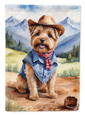 Norfolk Terrier Cowboy Welcome House Flag 28x40 Porch Sleeve Pole Decorative Outside Yard Banner Artwork Wall Hanging, Polyester