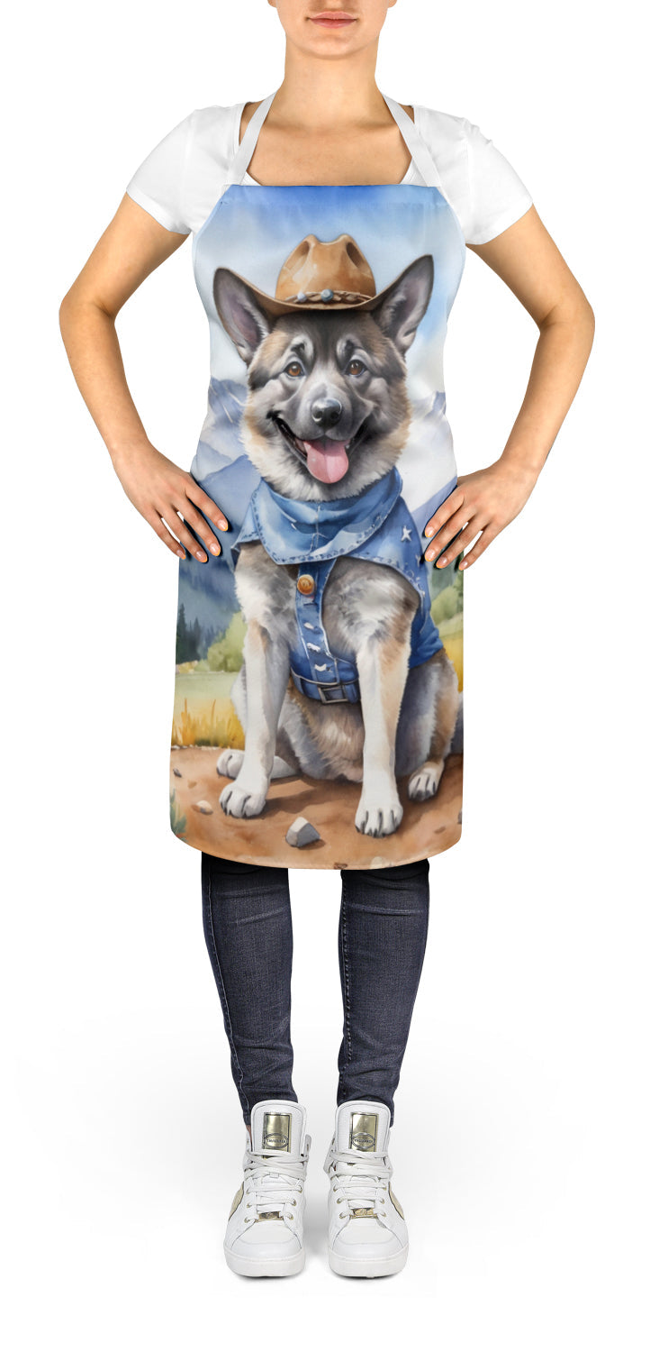 Norwegian Elkhound Cowboy Welcome Apron Cooking Kitchen Server Baking Crafts Gardening for Adult Women Men, Unisex, Large, Multicolor