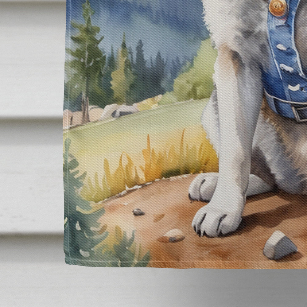 Norwegian Elkhound Cowboy Welcome House Flag 28x40 Porch Sleeve Pole Decorative Outside Yard Banner Artwork Wall Hanging, Polyester