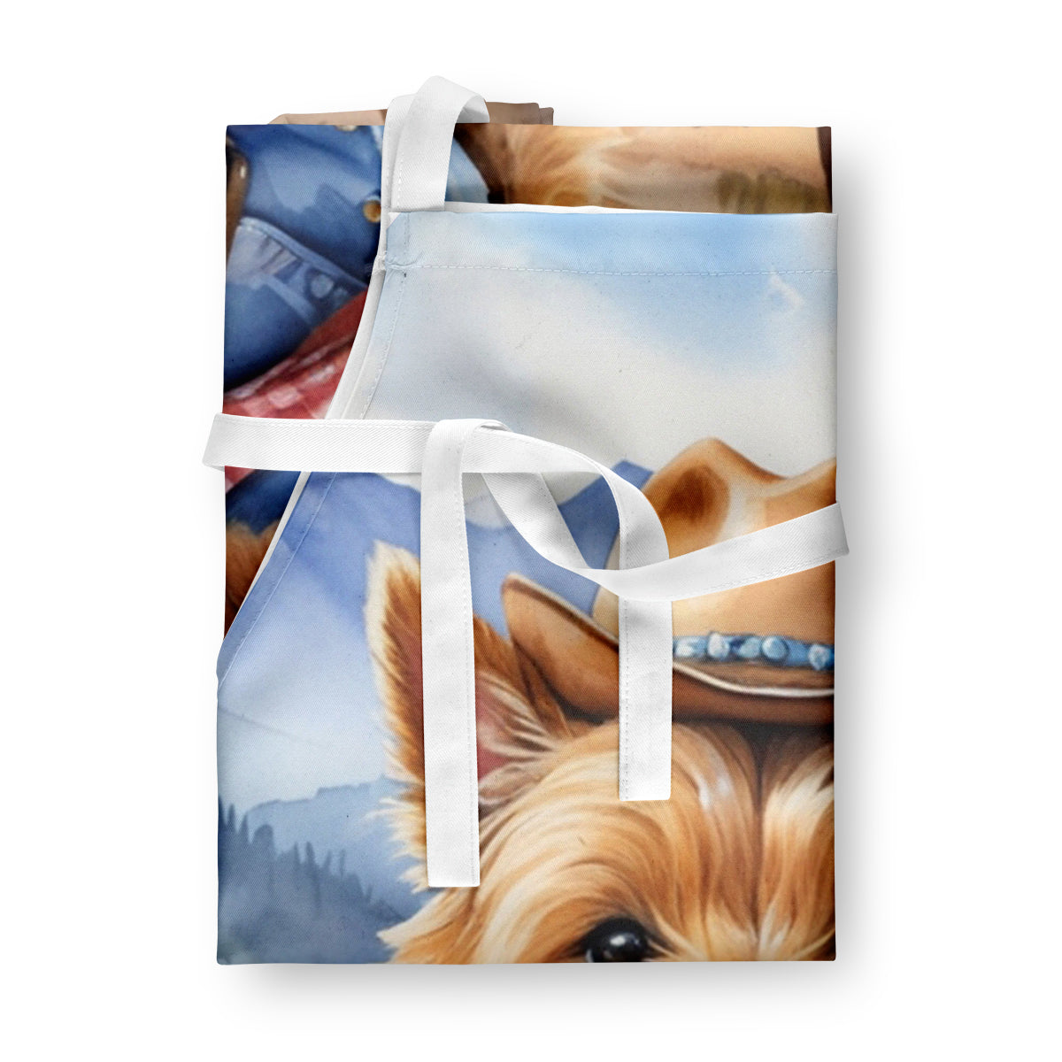 Norwich Terrier Cowboy Welcome Apron Cooking Kitchen Server Baking Crafts Gardening for Adult Women Men, Unisex, Large, Multicolor