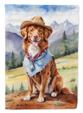 Nova Scotia Duck Tolling Retriever Cowboy Welcome House Flag 28x40 Porch Sleeve Pole Decorative Outside Yard Banner Artwork Wall Hanging, Polyester