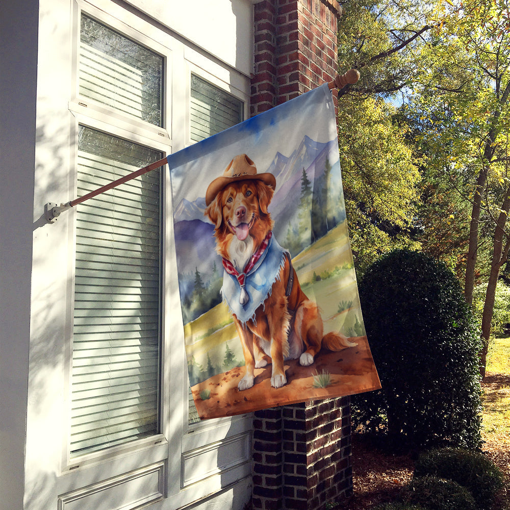 Nova Scotia Duck Tolling Retriever Cowboy Welcome House Flag 28x40 Porch Sleeve Pole Decorative Outside Yard Banner Artwork Wall Hanging, Polyester