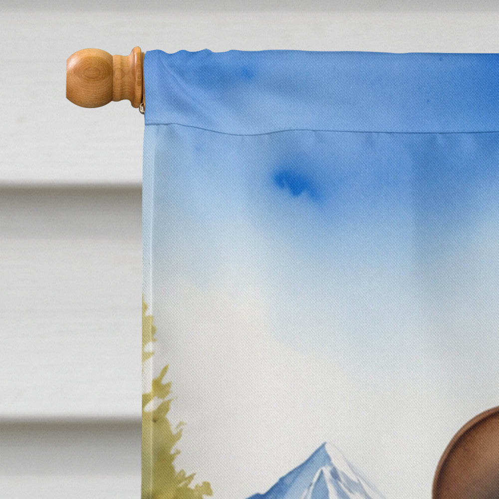 Old English Sheepdog Cowboy Welcome House Flag 28x40 Porch Sleeve Pole Decorative Outside Yard Banner Artwork Wall Hanging, Polyester